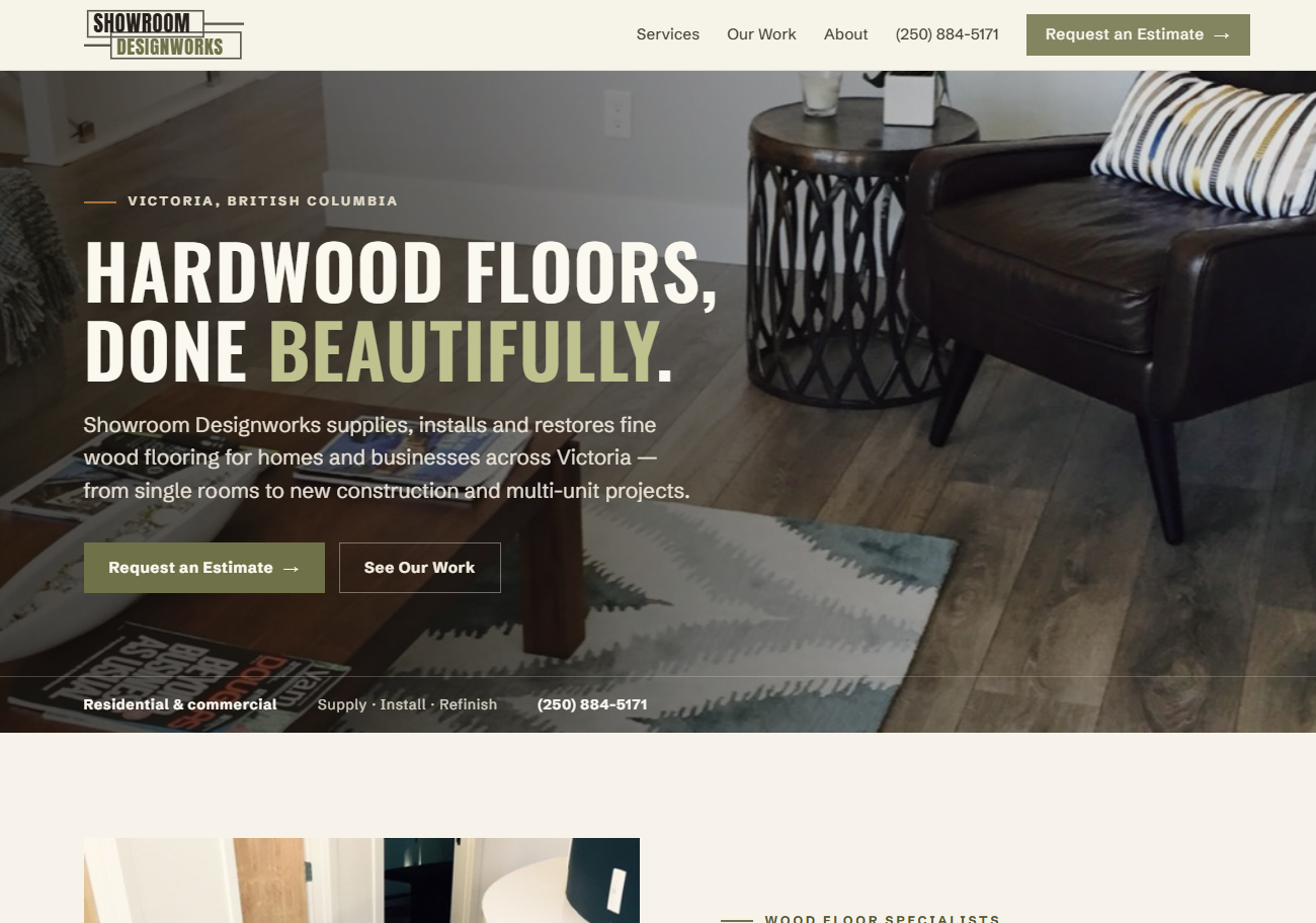 Live website rebuilt for Showroom Designworks by 3 Lions Design Studio