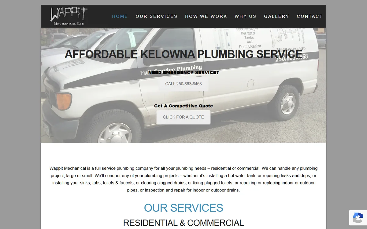 Wappit Mechanical website before the rebuild